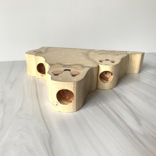 Halloween Candle Holder Wood Toleware Triple Happy Ghosts Hand Painted 80's 90's - Picture 11 of 14