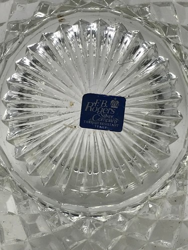 Vintage F.B.Rogers Silver Co Lead Crystal Ice Bucket Silver Plated Rim 7" Tall - Picture 2 of 6