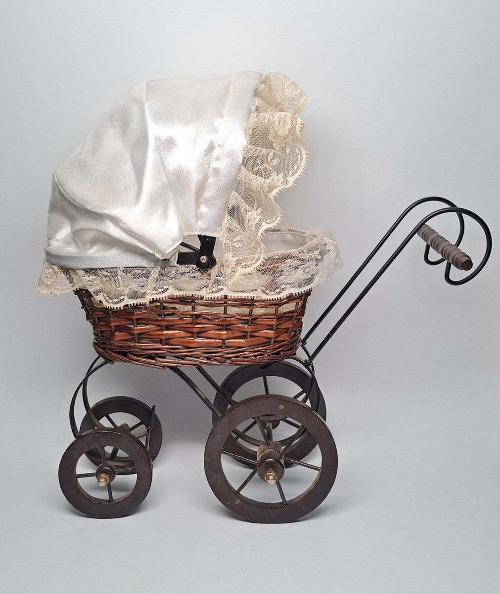 Antique Victorian Wicker Baby Antique Doll Carriage Value Vtg