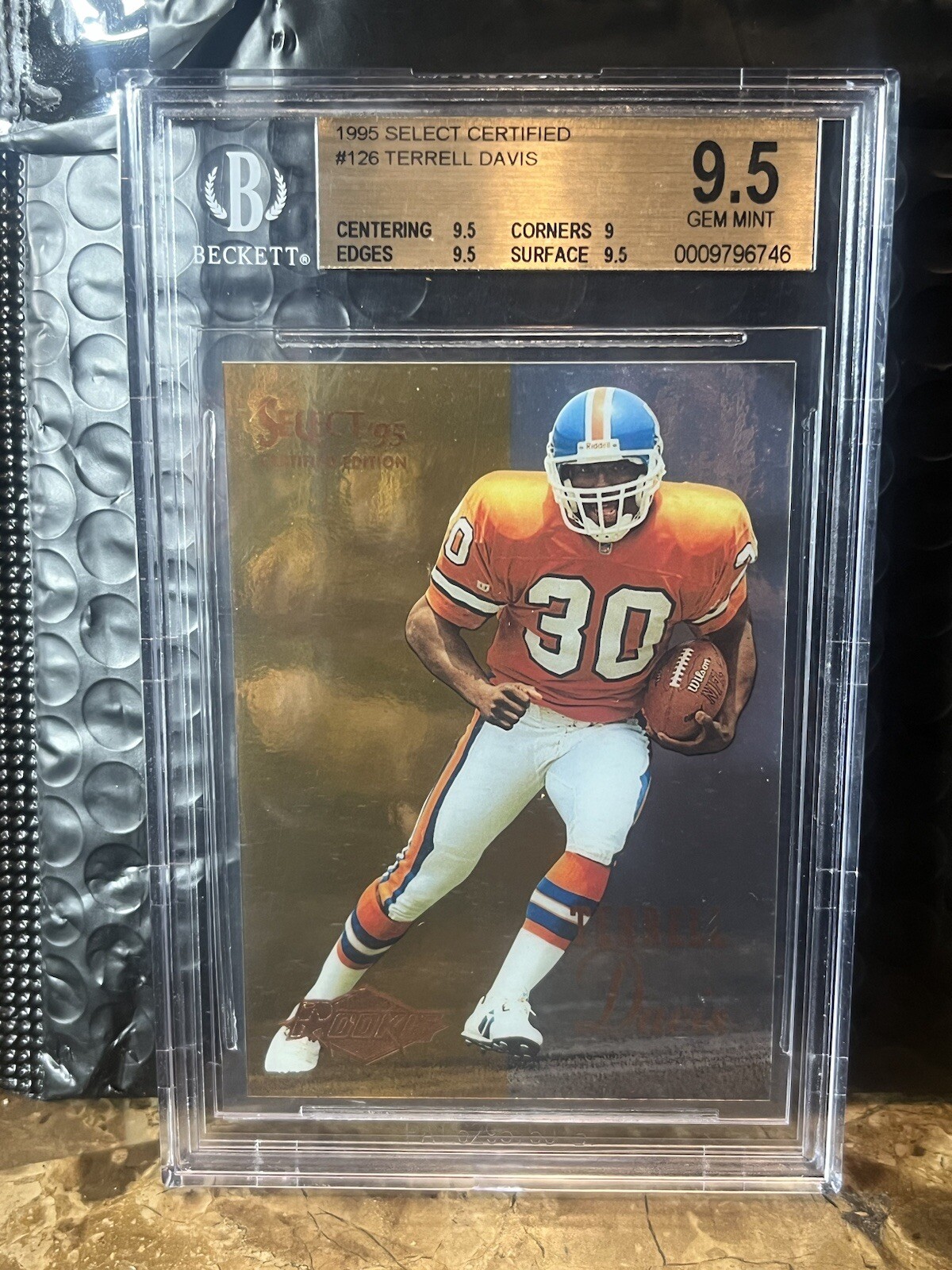 1995 Terrell Davis Select Certified Rookie Bgs 9.5 Super Bowl Champ Hof