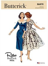 Schnittmuster hübsches Retrokleid 50er Jahre Butterick 6870 Gr. 32-40 oder 40-48