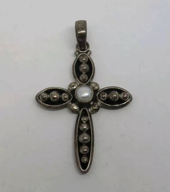 SILPADA STERLING SILVER AND PEARL CROSS PENDANT eBay