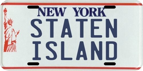 Staten Island New York City Metal 1980's Souvenir License Plate