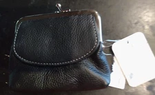 Mundi BLACK Leather Clasp Coin Purse Mini Clutch BRAND NEW WITH TAG 4.5"x4"