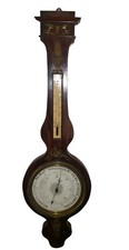 Antique French Barometer Thermometer Signed Wood Case Circa 1900