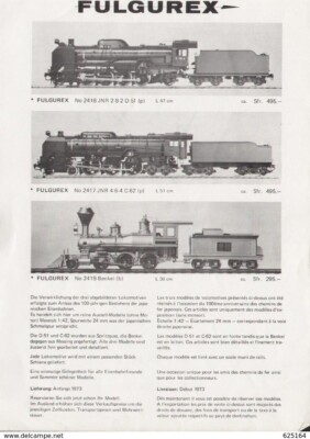 catalog FULGUREX 1972 information sheet 100° Japanese railways F D aa