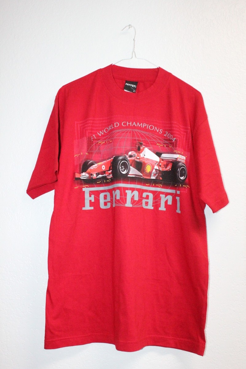 T'shirt Ferrari Mens F 1 world champions 2004 t shirt short Sleeve