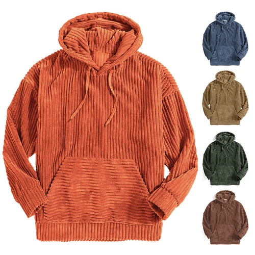 Herren Cord Bluse Hoodie Tops Training Freizeit Kapuze Mantel Pullover Sweatshirts - Bild 4 von 32