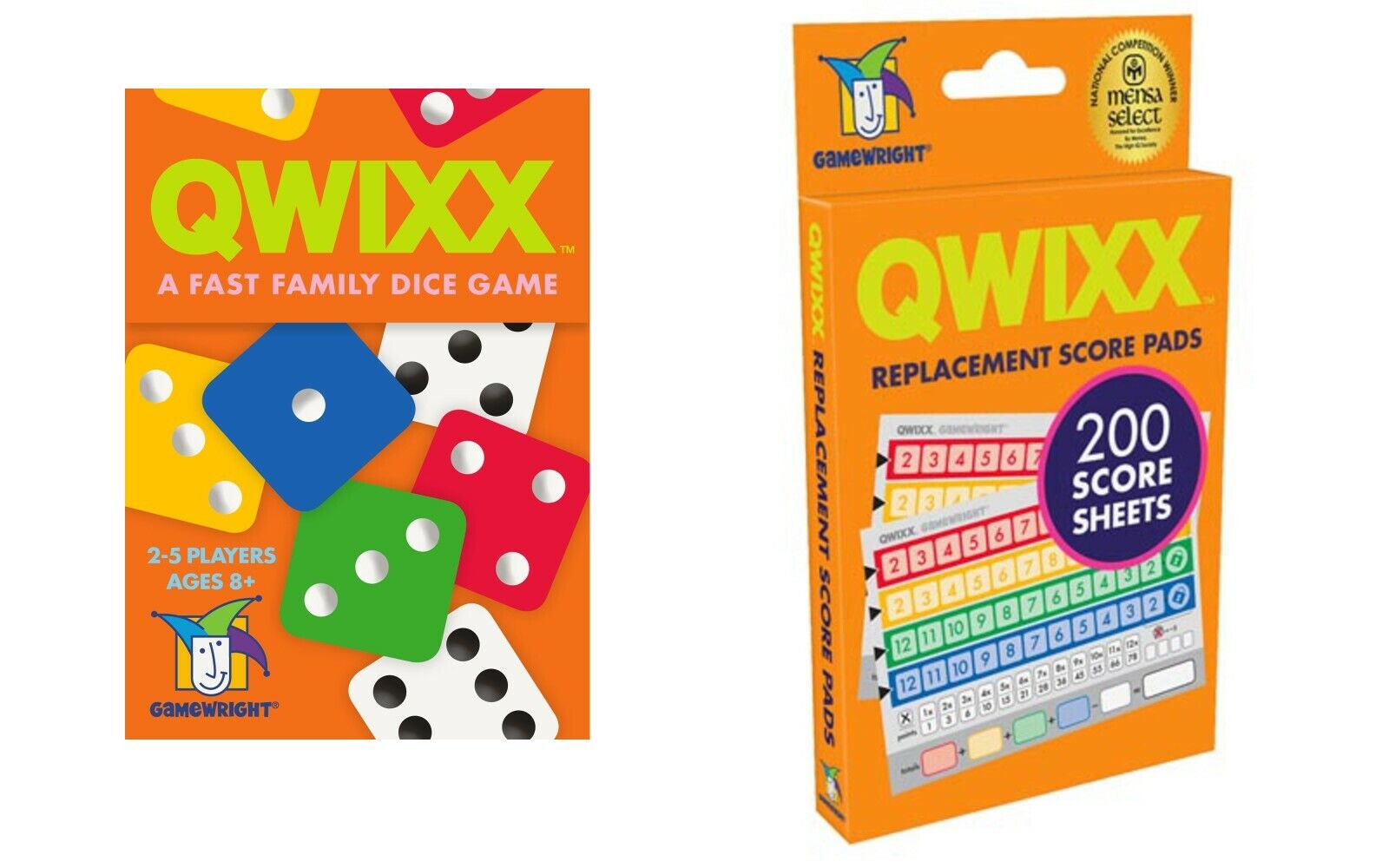 Qwixx DICE Game With 200 Replacement Score Sheets Fast Family Gamewright GWI1201
