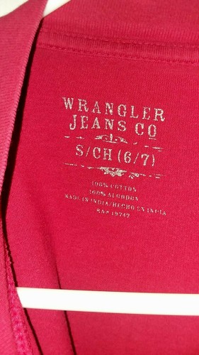 Wrangler Jeans Co Boys Red S/S Tee - Small 6/7 - Picture 3 of 5