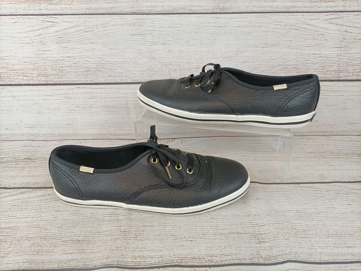 Kate Spade Keds Women Black Leather Sneakers Size Shoes