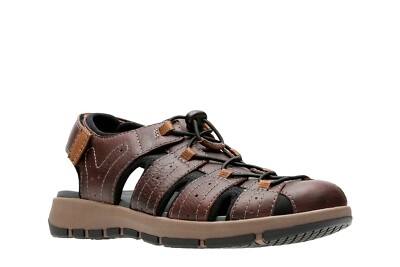NEW MENS CLARKS BRIXBY COVE BROWN LEATHER STRAP COMFORTABLE  display picture 3