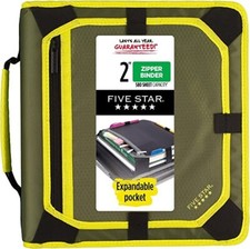 RETRO Five Star Zipper Binder 2 Inch 3Ring Binder w/Expansion Panel and File