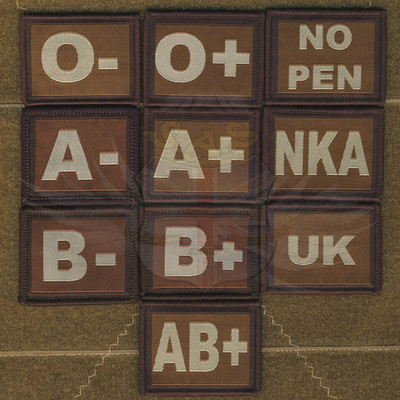 Blutgruppen-Allergie-Pflaster Desert Tan Für UBACS & Bergen O+ O-A+ A-