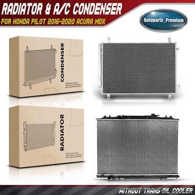 2x Aluminum Radiator & AC Condenser Cooling Kit for Honda Pilot 16-20 Acura 3.5L