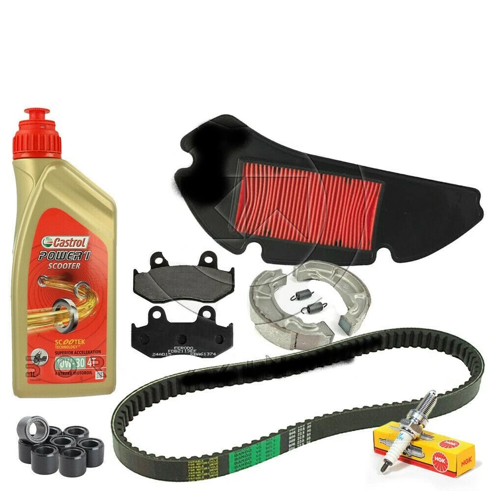 KIT/TAGLIANDO HONDA SH/125 2001-2008 OLIO CANDELA CINGHIA PASTIGLIE GANASCE SH