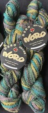 2 Hanks Of Gisha Noro Ribbon Yarn - Green/gold Colorway - Discontinued