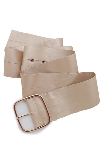 Women Gold Extra Long Strap Tie Belt Gold Metal Square Buckle Hip Waist Fit XS L - Picture 19 of 24