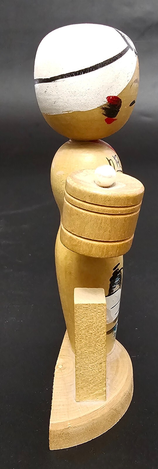 Wooden Japanese Kokeshi Doll Hand-Painted 6" Signed  Vintage