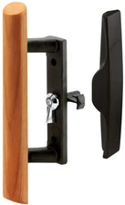 Prime-Line C 1095 Sliding Glass Door Handle Set Diecast Wood Black Internal Lock