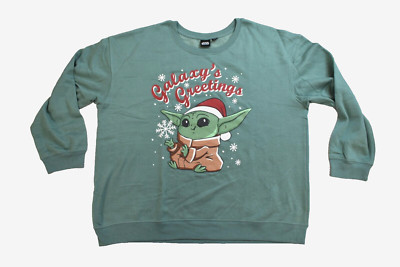 Star Wars Womens Plus Size Galaxy Greetings Baby Yoda Sweatshirt New 2X