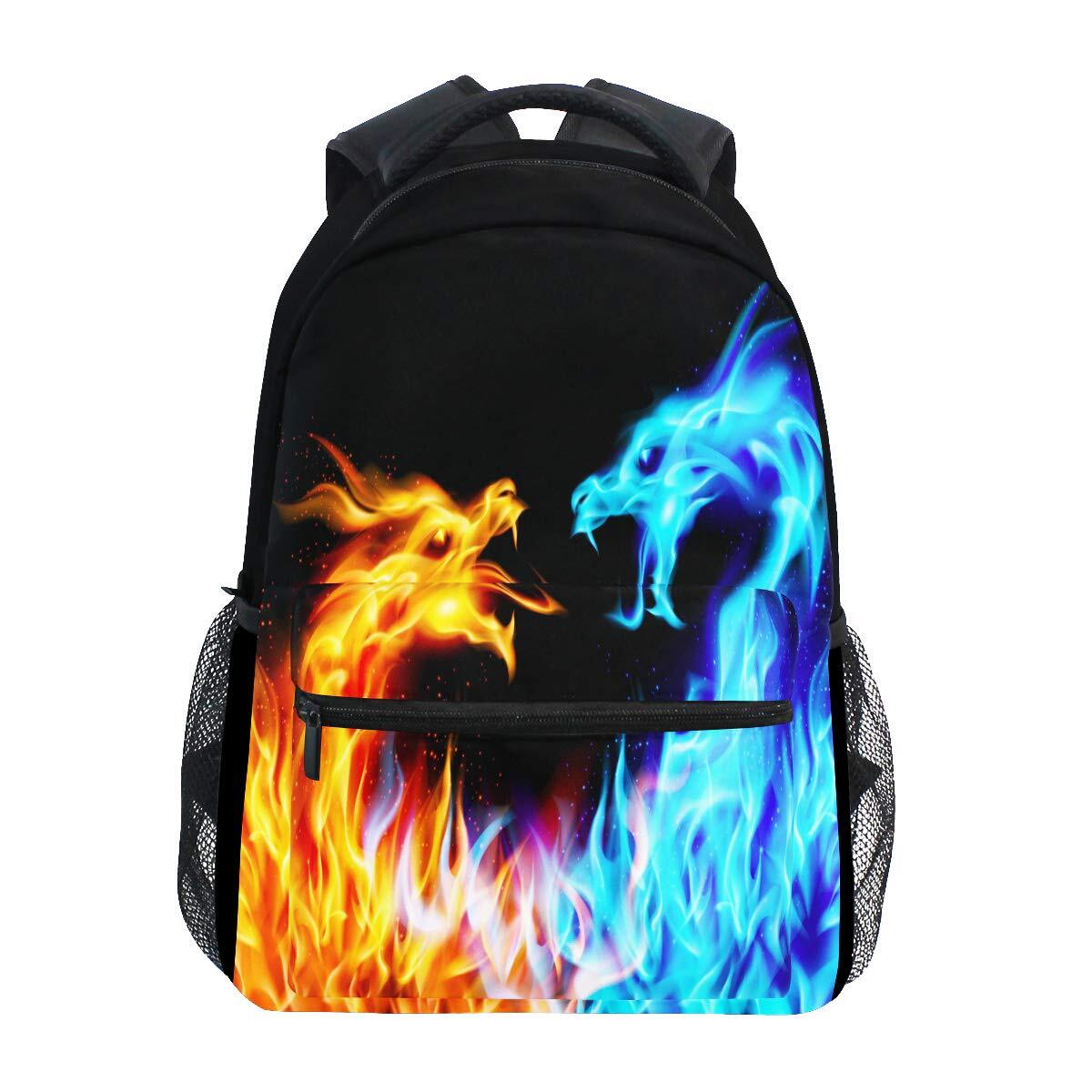 Red Blue Fire Dragon School Laptop Backpack Galaxy Teens Girls Boys Kids Bags...