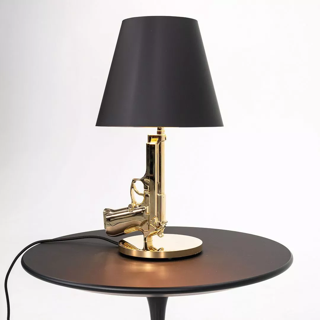 2021 Gun Bedside Table Lamp by Philippe Starck for Flos in 18k Gold 6x Available