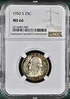 1952 S WASHINGTON QUARTERS NGC MS66