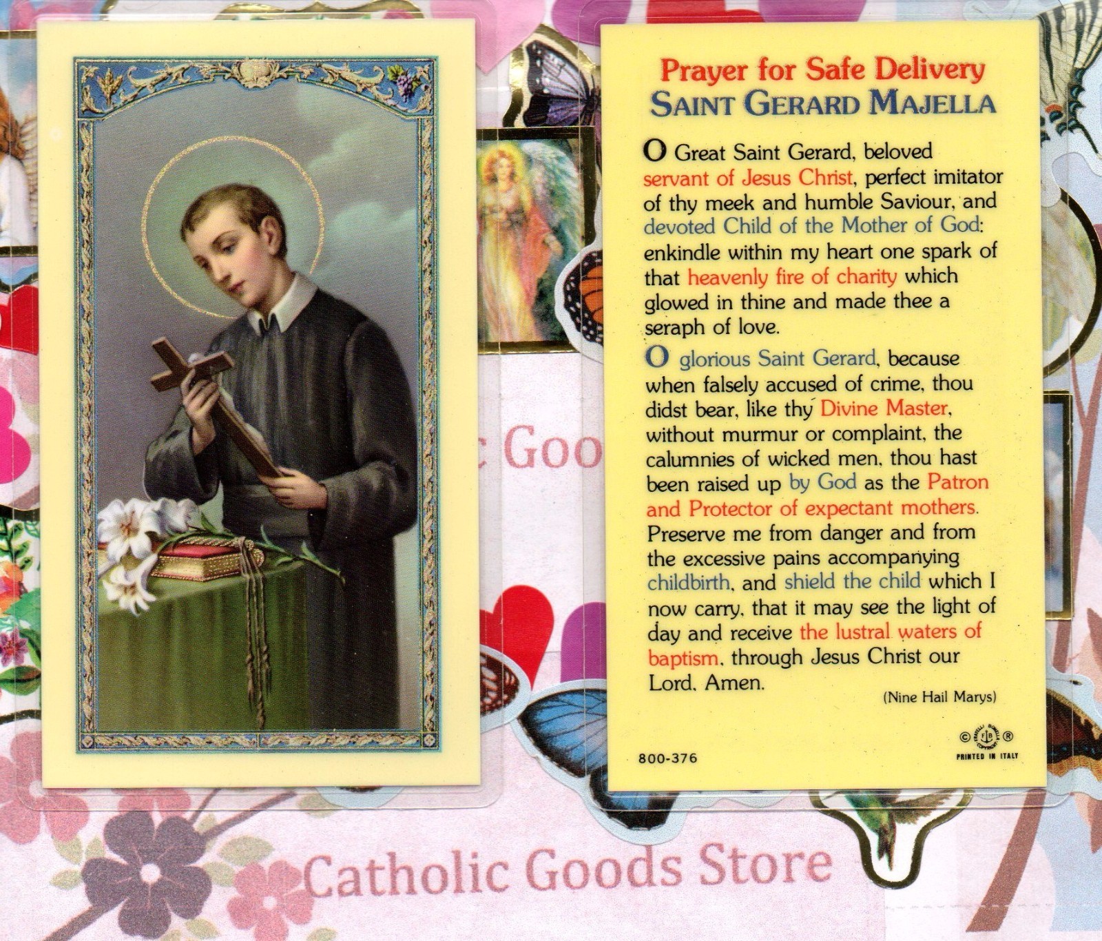 Saint St. Gerard Majella Prayer for Safe Delivery Laminated Holy