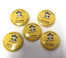 Hopalong Cass Vintage Button Pin - Quality Dairy, St Louis - Lot of 5