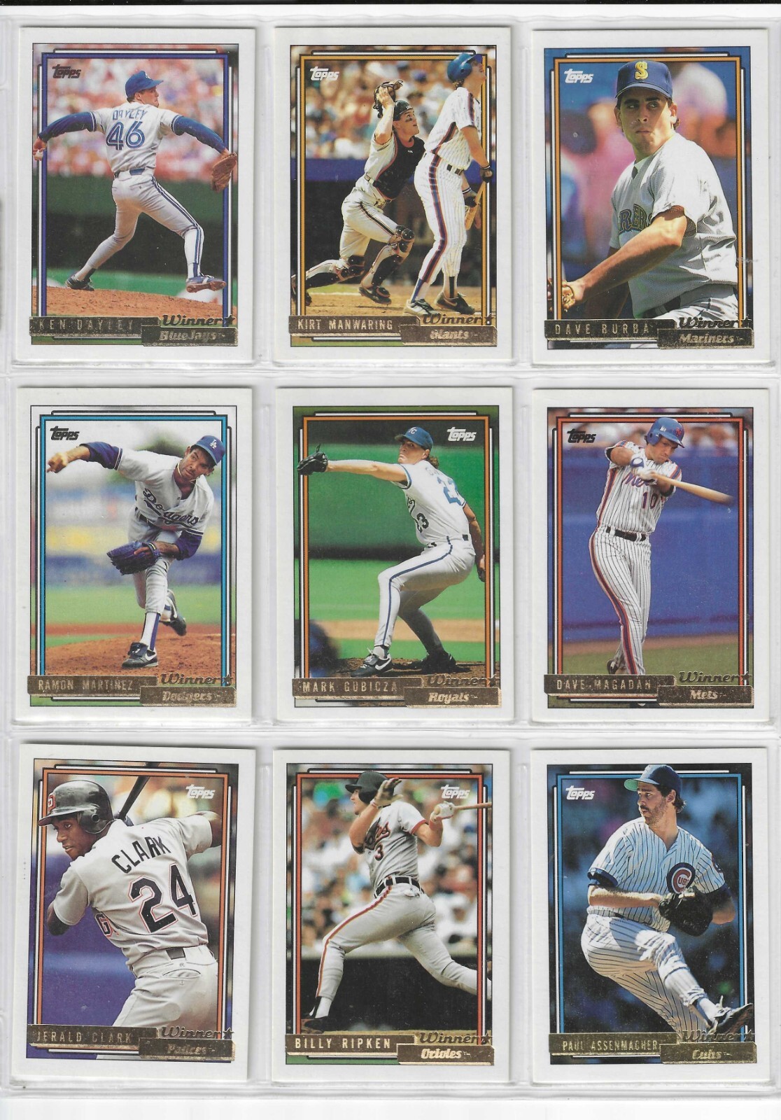 1992 Topps Gold Winners #1 - #793 U-Pick to Complete Set