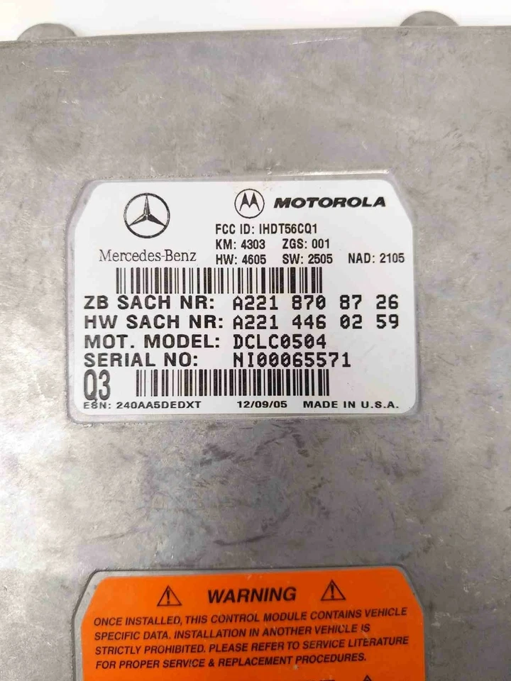 Mercedes C350 2007 módulo de control de comunicación por voz Bluetooth OEM 2218708726 Foto 2 de 4