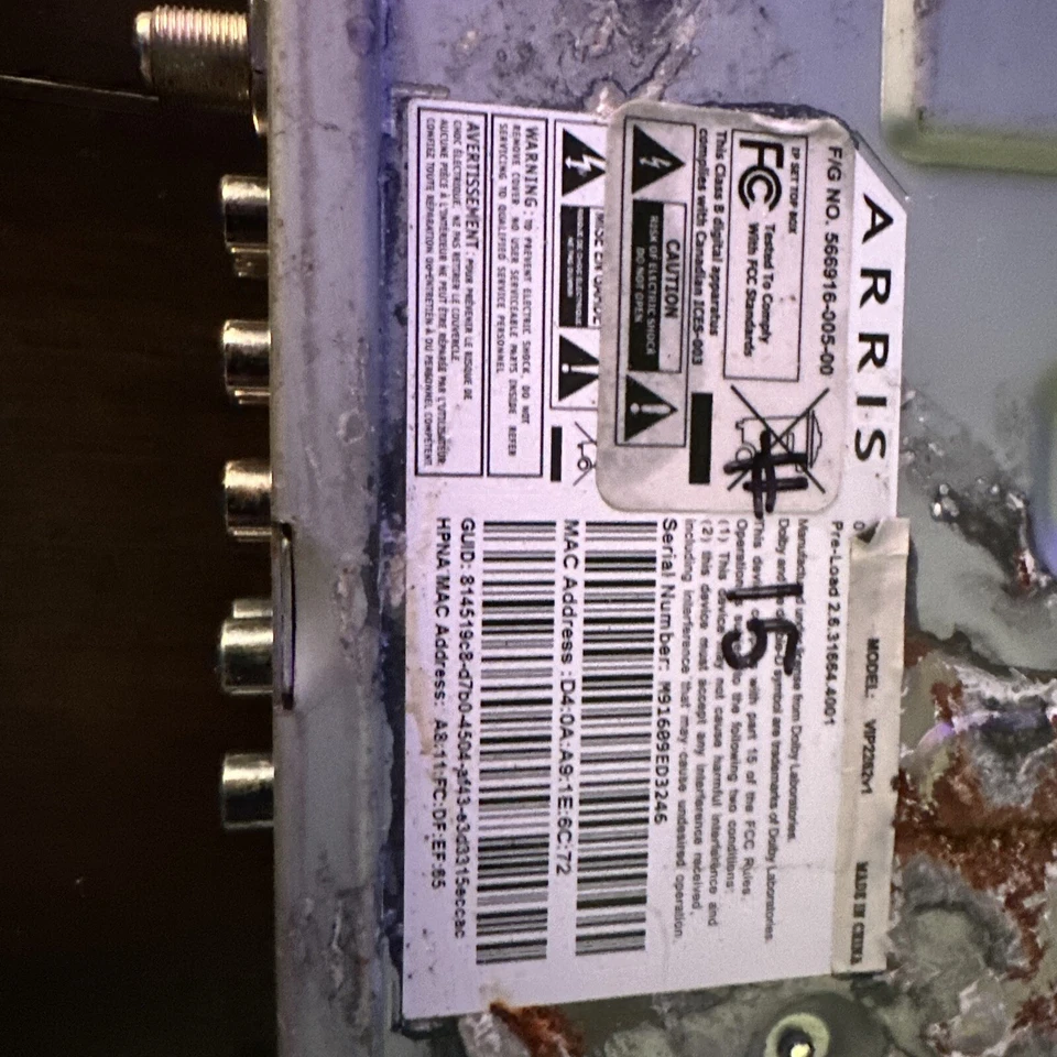 ARRIS AT&T U-Verse VIP2262v1 Receiver w/ power Adapter and Cord, No Remote - Image 3 of 3