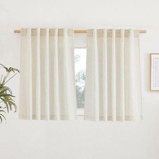 NICETOWN Natural Linen Kitchen Curtains 36 42"W x 36"L Pack of 2 ,