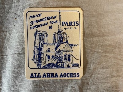 Bruce Springsteen 1981 European Tour Paris France Backstage Pass Cloth