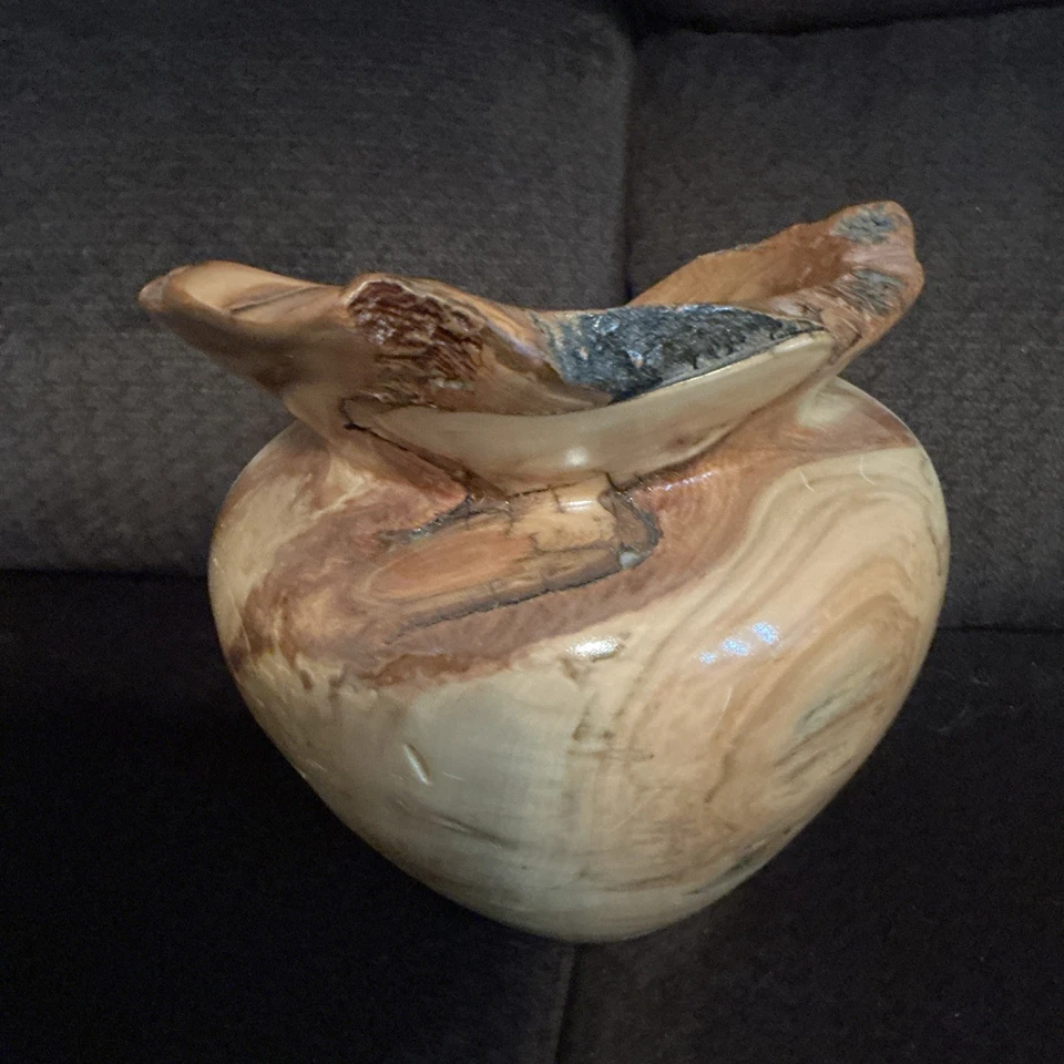Vintage Hand-Carved Live Edge Burl Wood Vessel Bowl Sculpture 13in X 12in X 12in - Image 3 of 4