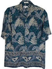 Vintage Pierre Cardin Men s M Rayon Hawaiian Shirt Teal Tropical Camp Collar