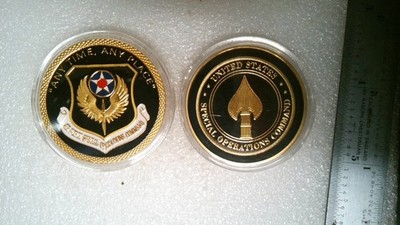 CHALLENGE COIN US AIR FORCE SPECIAL OPERATIONS COMMAND ANY TIME ANY PLACE
