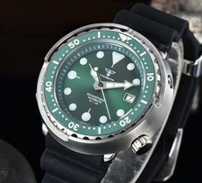 46.5mm Tandorio Sterile Green dial Japan NH35A Automatic Steel Diving Mens watch