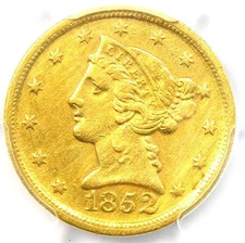 1852-D Liberty Gold Half Eagle $5 - PCGS AU Details - Rare Dahlonega Gold Coin!