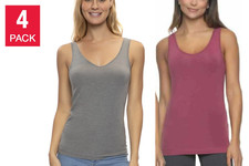 Felina Women's Reversible Seamless Cotton Tank Top ,4 Pack