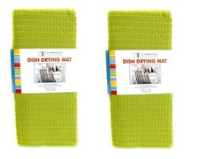 2 Pack Embossed Ultra Absorbent Kitchen Microfiber Dish Drying Mat Green