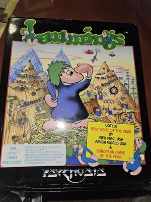 COMMODORE AMIGA LEMMINGS BIG BOX 3.5'' FLOPPY DISK COMPUTER GAME 1991 PSYGNOSIS