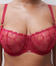 Chantelle Fleur Demi Underwire Bra In Candy Apple SZ 36DD NWT