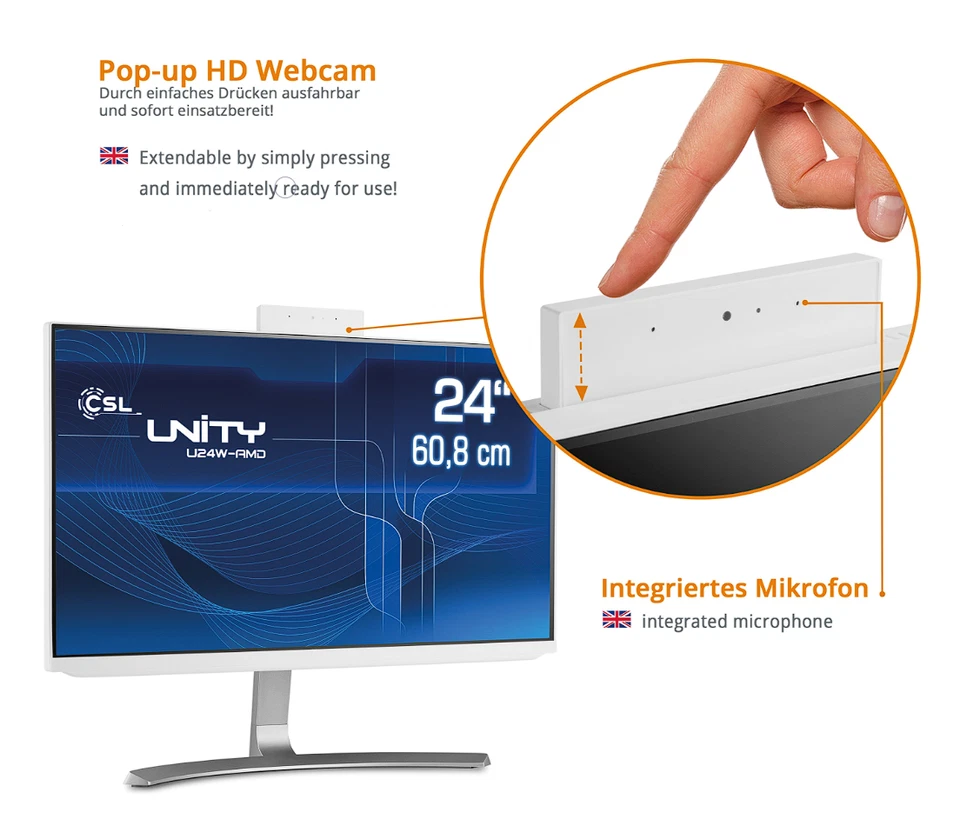 All-In-One-PC Weiß AMD Ryzen 3 Computer | 24" | Windows 11 | 500GB SSD | 8GB RAM - Bild 4 von 4