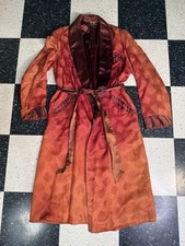 Vintage 1940s Style Rite For Lovemans Silk Burgundy Orange Smoking Robe