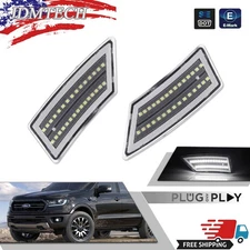 FOR 19-22 FORD RANGER WHITE FULL LED FRONT BUMPER CLEAR SIDE MARKER LIGHTS PAIR