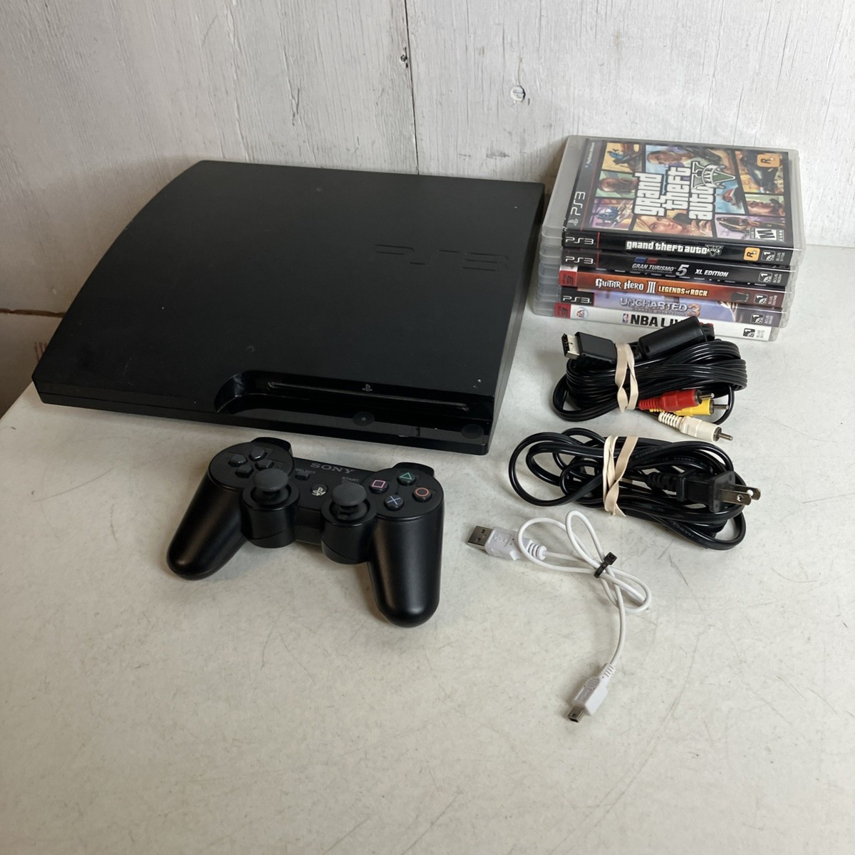 Sony PlayStation 3 Slim PS3 Model CECH-3001B Bundle 5 Games GTA 5