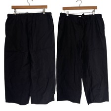 KATE HILL 100 Linen Pull Over Straight Leg Pants in Black Size PL