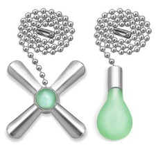 Silver Ceiling Fan Pull Chain Set, 2Pack 3mm Diameter Beaded Fluorescent Deco...